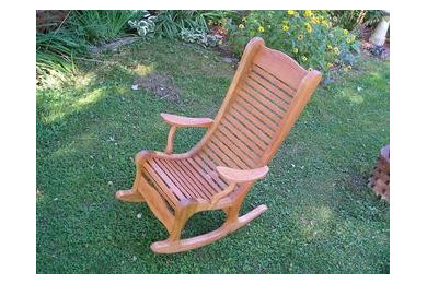 Handcrafted cherry slat back rocker
