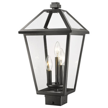 Talbot 3 Light Post Light or Accessories, Black, Clear Beveled Glass