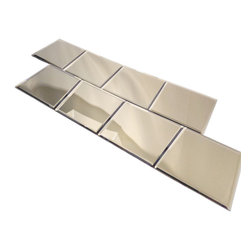 Abolos - Reflections 8 in x 8 in Beveled Square Glass Mirror Tile in Glossy Gold - Mosaic Tile