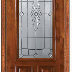 Prehung Entry Single Door 96 Alder Versailles 2 Panel 2/3 Lite Glass - Front Doors