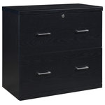 OSP Home Furnishings - Alpine 2-Drawer Lateral File With Lockdowel Fastening System, Black Finish - Keep everything organized and secure with our 2-Drawer, locking lateral file cabinet. Dual drawer pulls paired with euro-style easy glide hardware allows each double width drawer to open and close with ease. Both legal and letter size file capability with locking top drawer. Simplify assembly with Lockdowel� fasteners, which are invisible, creating a tight joint and a finished look. The Lockdowel� fastening system is designed to simply slide components into place for quick, sturdy assembly every time.