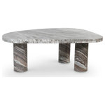 Meridian Furniture - Messina Marble Coffee Table, Brown - Getting this Messina brown marble coffee table home is the easy part; taking your eyes off it is decidedly more difficult. Handcrafted using genuine toronto brown marble, this coffee table has a look that's unique just to it, as no two tables are the same. The geometrically inspired talk with its unexpected shape instantly captures the attention of everyone who enters the room, and a triple columnar base ensures sturdy support no matter where you choose to use it.