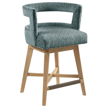 Madison Park Counter Stool Armed Swivel Height Barstools, Teal Blue