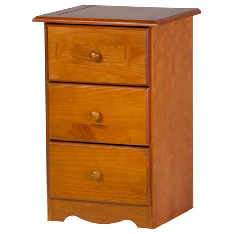 100% Solid Wood 3-Drawer Night Stand, Honey Pine