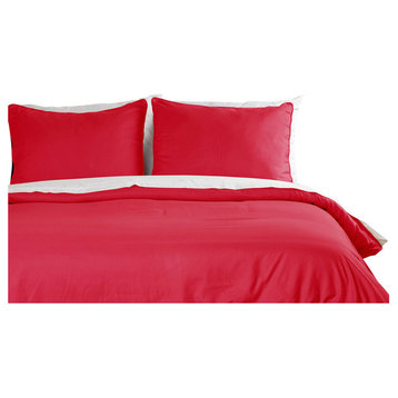 Lotus Home Water and Stain Resistant Duvet Cover Mini Set, Red, Twin