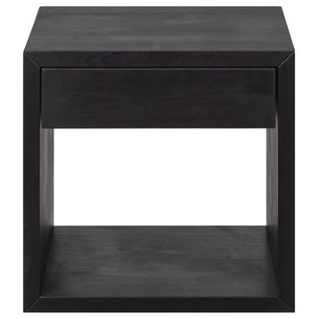 Floating Nightstsand Cubic Hugo with Drawer, Black Birch