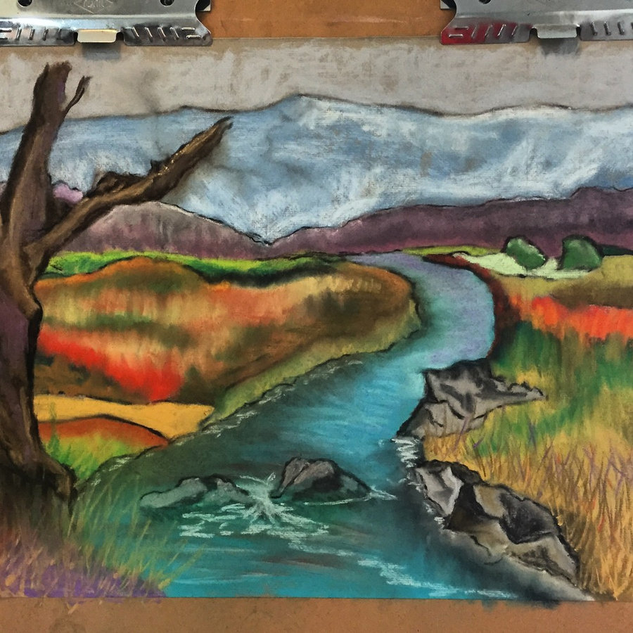 #2 --Series of 4 Pastel Lanscapes Matted in Vintage Frames