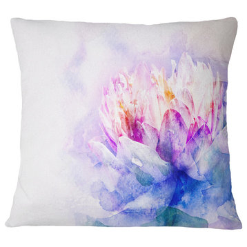 Blue Flower Watercolor Floral Throw Pillow, 18"x18"