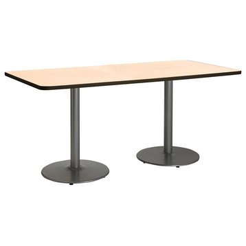 KFI 36" x 72" Pedestal Table - Natural Top - Round Silver Base