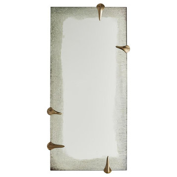 Edged Mirror, Plain Mirror, Antiqued Mirror Border, Antique Brass, 23"W
