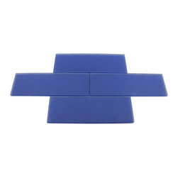 3x9 Cobalt Blue Frosted Subway Glass Tiles - Home Accessories & Decor