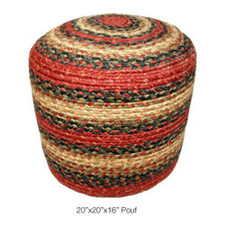 Vancouver Beautiful Multi-Colored Jute Braided Pouf - Footstools And Ottomans