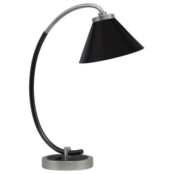 1-Light Desk Lamp, Graphite/Matte Black, 7" Matte Black Cone Metal Shade