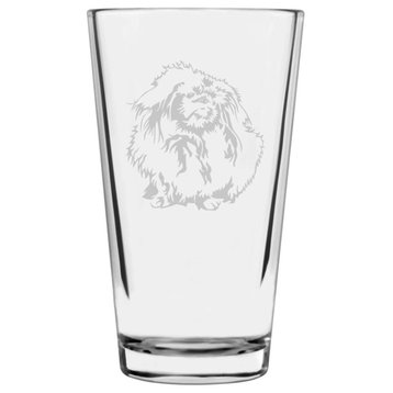 Pekingese Dog Themed Etched All Purpose 16oz. Libbey Pint Glass