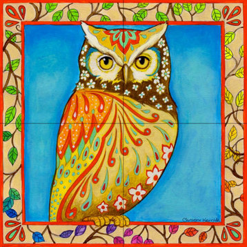Tile Mural Kitchen Backsplash Mosaic Owl by Christine Kerrick