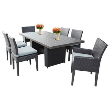 Barbados Patio Dining Table with 4 Armless Chairs and 2 Arm Chairs in Spa