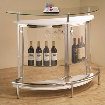 Coaster Contemporary Glass Home Bar Unit with Clear Acrylic Front in White