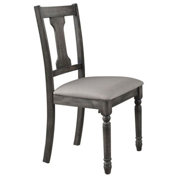 ACME Wallace Wooden Dining Side Chair in Tan and Weathered Gray Set of 2