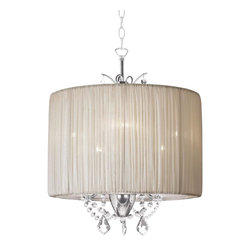 Romantic Mini Crystal Chandelier with Pleated Drum Shade Transitional Lighting - Chandeliers