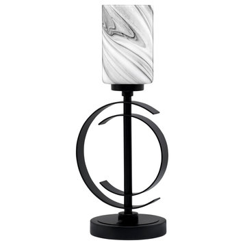 1-Light Table Lamp, Matte Black Finish, 4" Onyx Swirl Glass