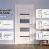Mirella Bianco Noble with Concealed Hinges, Tempered Frosted Glass, Solid Core, 30" X 80", Left-Hand