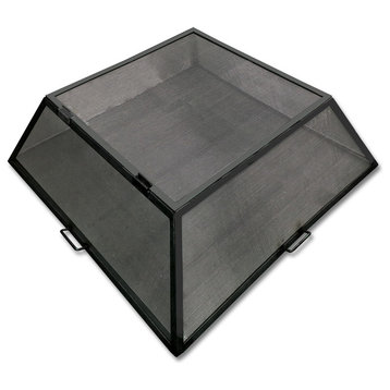 Master Flame Fire Pit Screen With Hinged Access, Carbon Steel, 48"
