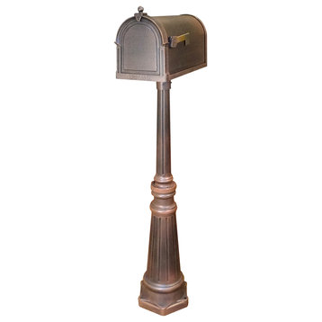 Berkshire Curbside Mailbox with Tacoma Mailbox Post Unit, Copper