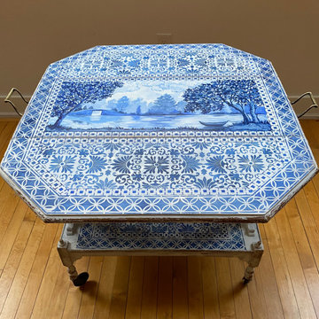 Painted antique tea cart