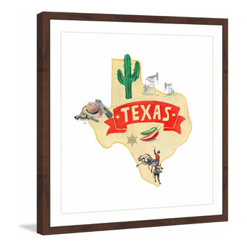 "Bold Red Texas" Framed Painting Print, 18x18