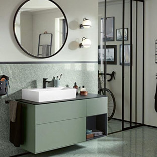 75+ Bäder mit grünem Boden und schwarzer Waschtischplatte Ideen