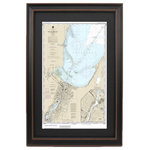 Framed Nautical Maps - Poster Size Framed Nautical Chart, Head of Green Bay, Wisconsin, 21x36 - This Framed Nautical Map covers the waters of the Head of Green Bay, including Fox River below De Pere; Green Bay, Wisconsin. The Framed Nautical Chart is the official NOAA Nautical Chart detailing these beautiful waters.
