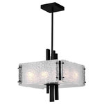 CWI Lighting - CWI Lighting Assunta 6 Light Contemporary Metal Pendant in Black - Usher harmony and balance into your urban space by giving it a touch of Asia - one that evokes an image of serenity and calm. The Assunta 6 Light Pendant is the perfect fixture to give your space some Asian inspiration. This medium-sized light source features a cuboid-shape drum-like pendant made of textured frosted glass. The central portion of the shade is pierced by black metal bars. This angular light fixture displays a modern interpretation of the iconic Asian lantern.Lighting is jewelry for the home, and there is the perfect piece for every room.  This fixture is done in a beautiful black finish which could be the missing piece to lighten up and fall in love with your space all over again.