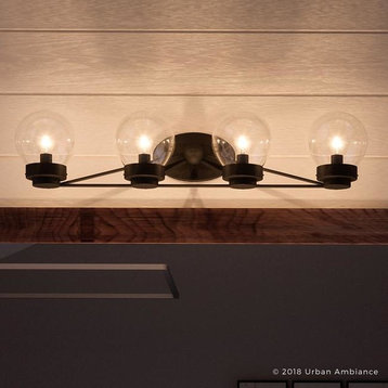 Luxury Contemporary Bath Vanity Light, Black, Aberdeen Series, Midnight Black