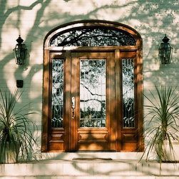 Custom Beveled Glass Wood Door - Front Doors