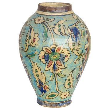 Rare Mughal Empire Style Glazed Blue Jar