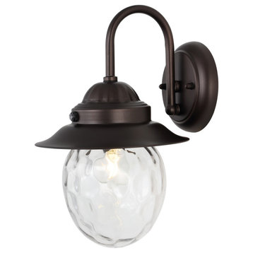 Rodanthe 8.25" 1-Light Iron/Glass Outdoor LED Sconce, Oil Rubbed Bronze/Clear