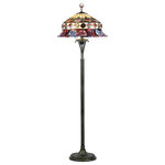 CHLOE Lighting - Chloe-Lighting 3-Light Roses Scalloped Floor Lamp - This Tiffany style roses design floor lamp with a bronze finished base will compliment many decors throughout your home.