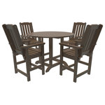 Highwood USA - Lehigh 5-Piece Round Counter-Height Dining Set, Weathered Acorn - 100% Made in the USA - backed by US warranty and support