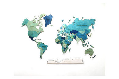 Карта Мира. Берёзовая фанера, акриловое стекло