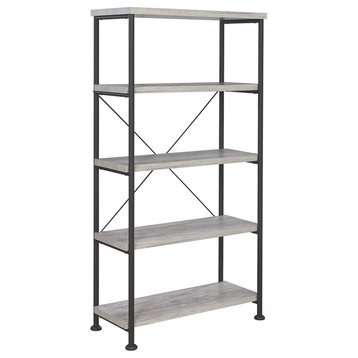 5-Tier Bookcase With Metal Frame, Gray
