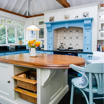 Kitchen Island with Wicker Baskets