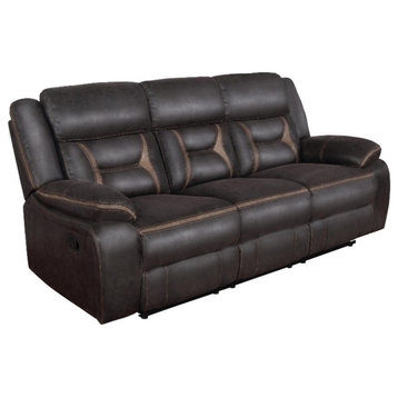 Coaster Greer Faux Leather Upholstered Tufted Back Motion Sofa Brown