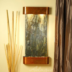 Cascade Springs Indoor Fountain with Rustic Copper and Green Slate - Indoor Fountains