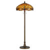 Benzara BM223536 2 Bulb Tiffany Floor Lamp  Dragonfly Design Shade, Multicolor