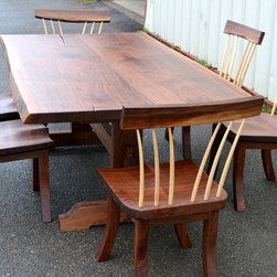 Live Edge Walnut Trestle Table And Spindle Chairs - Dining Sets