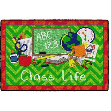 Flagship Carpets CE361-08W 2'x3' Class Life, Green And Red Educational Rug