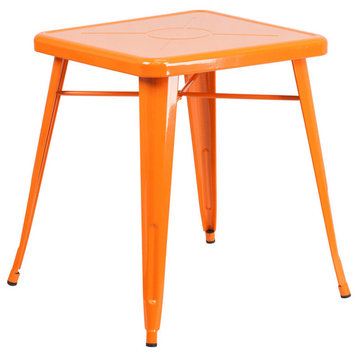 Square Metal Table, Orange, 29"