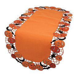 Xia Home Fashions - Happy Jack, O, Lanterns Embroidered Cutwork Table Runner, 15''x54'' - Table Runners