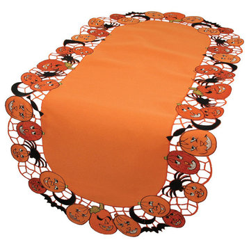 Happy Jack, O, Lanterns Embroidered Cutwork Table Runner, 15''x54''