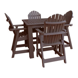 Highwood - Adirondack Hamilton 5pc Square Counter Height Outdoor Dining Set, Weathered A... - Outdoor Dining Sets